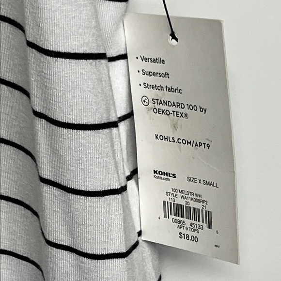 Apt. 9 White and Black Striped Tank Top - Picture 3 of 9